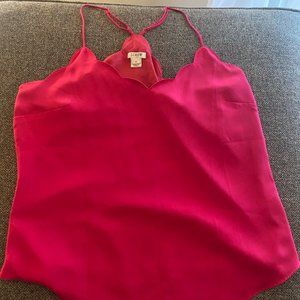 Hot Pink Scalloped Y Back Tank